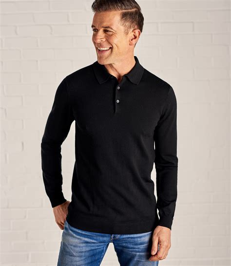 Wool Polo Shirt in Black 